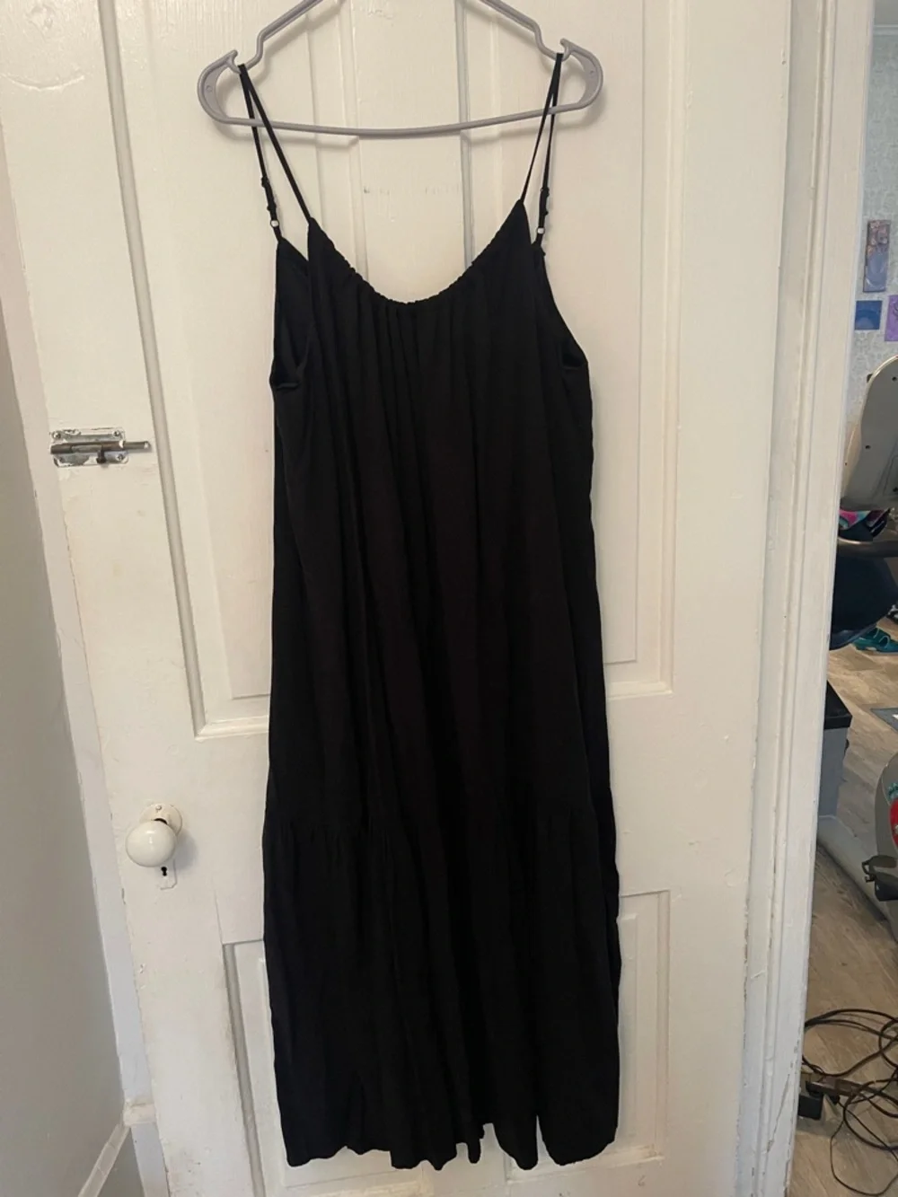 Black Spaghetti-Strap Women’s Midi Dress - Picture 1 of 6
